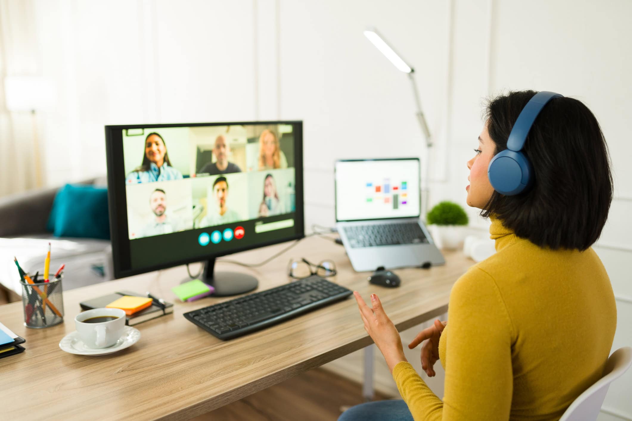 hoa management company conducting virtual meeting with residents through video call